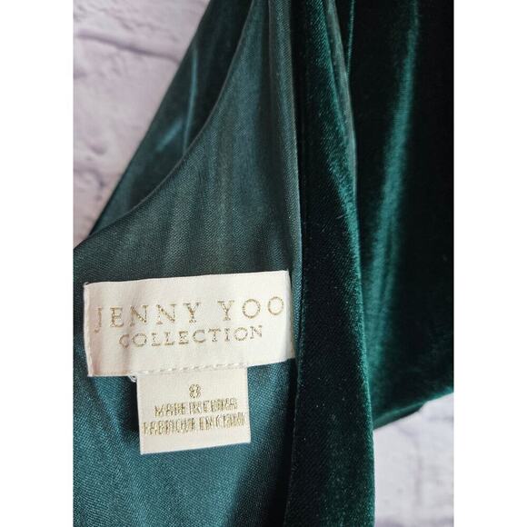 Jenny Yoo Ellis Ruffle-Sleeve Open-Back Green Velvet Wedding Gown 8. - Picture 9 of 9